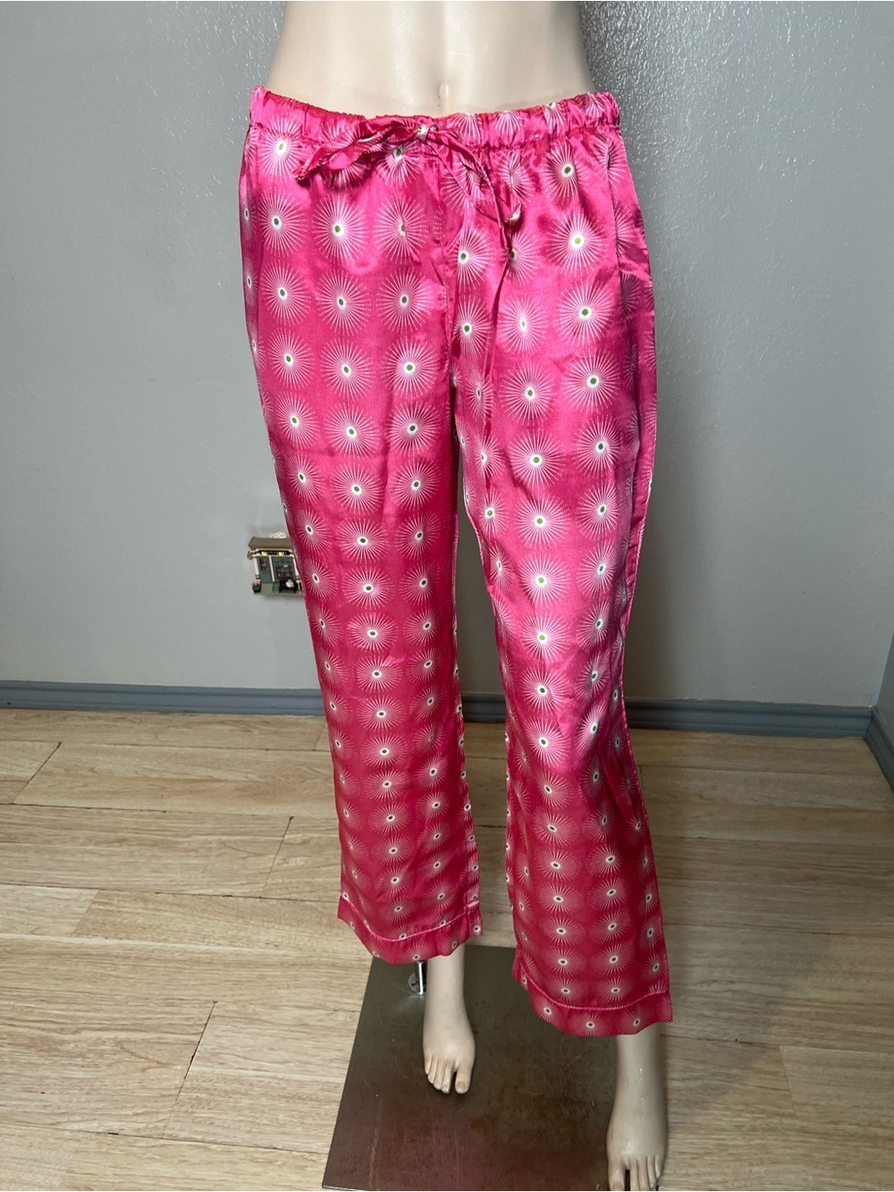 Pink Drawstring Satin Lounge Pajama Pants